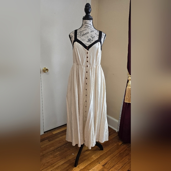 torrid Dresses & Skirts - Torrid Midi Stretch Linen Button Front Sundress Size 00 Size 10 New With Tags